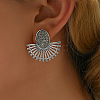 Rhodium Plated Fan Shape Alloy Stud Earring for Women MW7420-2-2