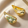 Elegant Teardrop with Flower Pattern Alloy Stud Earrings HV4164-3-3