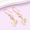 Brass Micro Pave Clear Cubic Zirconia Fish Dangle Earrings EJEW-A149-02G-1