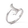201 Stainless Steel Moon & Star Adjustable Ring for Women RJEW-K238-08P-3
