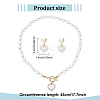 ABS Plastic Pearl Heart Pendant Necklace with Beaded Chains & Dangle Stud Earrings SJEW-AN0001-18-2