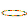 Summer Theme Glass Seed Bead & Brass Beads Stretch Bracelets MU3980-2-1