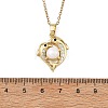 Ocean Brass Micro Pave Clear Cubic Zirconia and Natural Pearl Heart Dolphin Pendant 304 Stainless Steel Cable Chain Necklaces for Women NJEW-JN06262-4