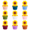 9Pcs 9 Colors Sunflower Silicone Beads SIL-CA0002-70-1