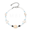 Boho Sea Turtle & Starfish Shell & Synthetic Turquoise Beaded Anklets AJEW-AN00783-2