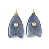 Brass & Natural Blue Aventurine(Dyed & Heated) & Cubic Zirconia Pendants GG-CBAD360-20G-05-1