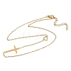 Religion 304 Stainless Steel Heart Cross Link Chain Necklaces NJEW-H093-03G-4