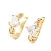 Heart Brass Micro Pave Clear Cubic Zirconia Cuff Earrings EJEW-H178-02G-4