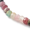 Faceted Rondelle Natural Tourmaline Beads Stretch Bracelets BJEW-JB06383-11-4