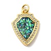 Rack Plating Brass Micro Pave Cubic Zirconia with Synthetic Opal Pendants KK-D088-11G-2