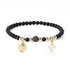 Natural Howlite & Dyed & Heated Black Agate Beaded Bracelets Sets BJEW-JB09045-4