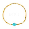 Cross Synthetic Turquoise & Round Brass Beaded Stretch Bracelets VG5379-1-1