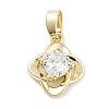 Brass Micro Pave Clear Cubic Zirconia Pendants ZIRC-L104-006G-1