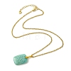 Natural Amazonite Rectangle Pendant 304 Stainless Steel Cable Chain Necklaces NJEW-JN06210-03-3