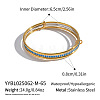 304 Stainless Steel Micro Pave Cubic Zirconia Bangles for Women MA1312-1-2
