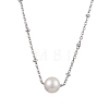 Round Natural Cultured Freshwater Pearl Pendant Necklaces X-NJEW-JN04965-1