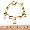 304 Stainless Steel Paperclip & Rolo Chains Charm Bracelets for Women BJEW-C089-03G-5