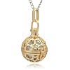 Golden Tone Brass Hollow Round Cage Pendants KK-J226-08G-2