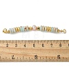 Natural Shoushan Stone & Plastic Imitation Pearl Disc Beaded Connector Charms/Links STAS-L277-11G-02-3