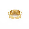 Brass Micro Pave Cubic Zirconia Cuff Rings for Women RJEW-T016-39G-02-2