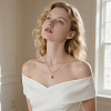 1Pc Brass Glass Flat Round Locket Pendant Rolo Chain Necklaces for Women NJEW-NB0001-48-5