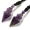 Natural Amethyst Conical Pendulum Pendant Necklace with Nylon Cord for Women NJEW-B106-01A-1