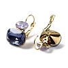 Glass Rectangle Leverback Earrings EJEW-P245-01G-3