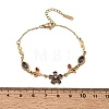 304 Stainless Steel Glass Flower Leaf Link Chain Bracelets SA-CBAF6AD-15G-5