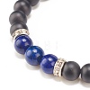 Natural Lava Rock & Lapis Lazuli Braided Bead Bracelet BJEW-TA00115-01-3