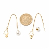 Brass Ear Thread with Heart and Acrylic Pearl Charm EJEW-JE04886-5