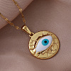 Vintage 304 Stainless Steel Enamel White Evil Eye Pendant Necklaces for Women QI8338-1