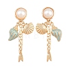 Alloy Enamel with Plastic Pearls Stud Earrings EJEW-Z172-05G-02-2