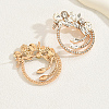 Golden Brass Micro Pave Cubic Zirconia Dangle Stud Earrings ZW5903-6-1