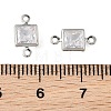 SHEGRACE Brass Pave Cubic Zirconia Square Connector Charms XGRQ2O292-440A-P-3