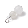 Natural Quartz Crystal Round Beaded Pendants PALLOY-JF02867-08-4