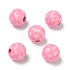 Valentine's Day Spray Painted & Printed Wood European Beads WOOD-L023-03H-1