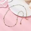 Handmade Faceted Rondelle Glass Beaded Link Chain Necklaces NJEW-JN05744-01-1