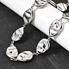 316L Surgical Stainless Steel Textured Flat Teardrop Link Chain Necklaces NJEW-D297-03P-3