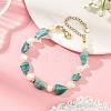 Raw Natural Amazonite Nuggets and Natural Cultured Freshwater Pearl Bead Beaded Bracelets BJEW-JB14387-02-1
