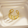 Adjustable 304 Stainless Steel Wide Band Cuff Open Rings for Women OK7219-1-1
