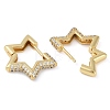 Rack Plating Star Brass Micro Pave Cubic Zirconia Hoop Earrings EJEW-Z059-15G-01-1