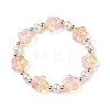 5Pcs 5 Color Glass Plum Blossom & Imitation Pearl Beaded Stretch Bracelets Set BJEW-JB08943-4