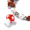 Gemstone Chip & Shell Pearl Beaded Stretch Bracelets BJEW-JB10914-4