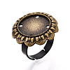 Adjustable Flower Alloy & Iron Bezel Cup Ring Base with Rotatable Tray MAK-T012-07AB-1