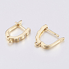 Brass Micro Pave Cubic Zirconia Hoop Earring Findings with Latch Back Closure ZIRC-K075-26G-3