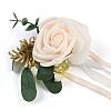 2Pcs 2 Style Silk Cloth Rose Flower Boutonniere Brooch & Wrist Corsage AJEW-CP0001-53-4