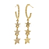 C-Shape with Stars Cubic Zirconia Dangle Stud Earrings EJEW-E167-10G-2