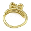 Bowknot Brass Micro Pave Clear Cubic Zirconia Open Cuff Double Rings RJEW-Z046-04G-03-4