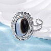 Oval Natural Banded Agate Finger Rings RJEW-M063-01P-18-3