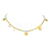 304 Stainless Steel Paperclip Chain Star Pendant Necklaces with Dyed Natural Selenite Beads for Women NJEW-JN06251-03-2